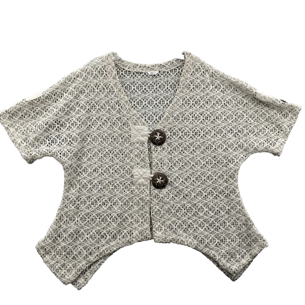 Kaktus Knit Button Top Women Large Y2k Lace Boho Chic 90s Coastal Whimsy Cottage
